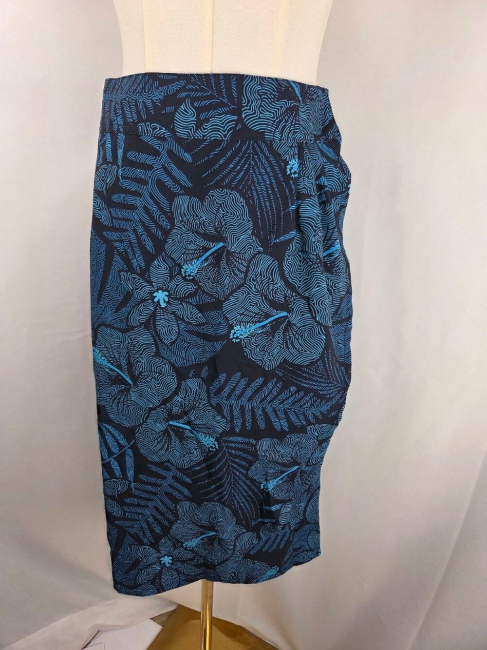 RipSkirt Hawaii Maui Moonlight Length 3 Wrap Skirt Navy & Aqua Tropical Small NW
